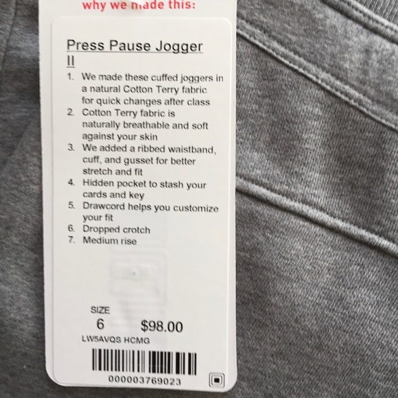 NWT HCMG LULULEMON PRESS PAUSE JOGGER - - 10 - Picture 3 of 7